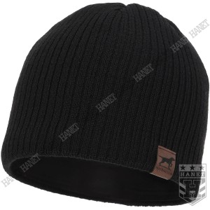 Czapka Zimowa Męska myśliwska z Wełną Merino i Polarem Agbo Bird - Czarna