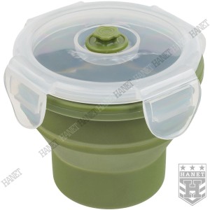 Kubek Turystyczny Składany Silikonowy z szczelną Przykrywką Fosco Zielony