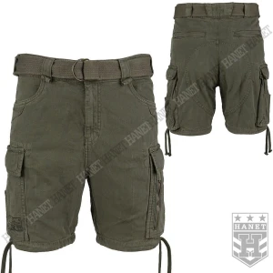Krótkie Spodenki Męskie Cargo Fostex Bawełna Heavy Duty + Pasek Olive