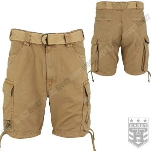 Krótkie Spodenki Męskie Cargo Fostex Bawełna Heavy Duty + Pasek Coyote