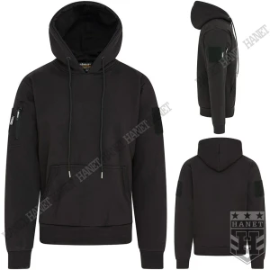 Bluza Taktyczna Kombat Tactical Hoodie Kangurka Czarna Rzepy