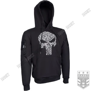Bluza Męska z Kaptuem Kangurka Kombat UK PUNISHER Wojskowa - Czarna