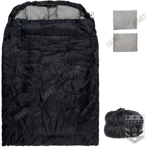 Śpiwór Dwuosobowy Turystyczny 2w1 + 2 Poduszki Koc Duży 222x150cm