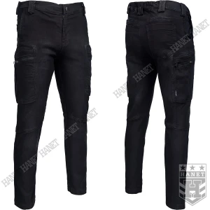 Spodnie Taktyczne TEXAR Dominus Denim Czarne Jeans Bojówki 13 Kieszeni