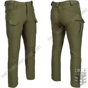 Spodnie SOFTSHELL MĘSKIE Taktyczne - z Polarem, 8 Kieszeni Oliv