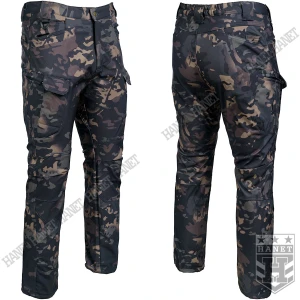 Spodnie SOFTSHELL MĘSKIE Taktyczne - z Polarem, 8 Kieszeni Dark Camo