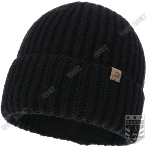 Czapka Zimowa Męska AGBO Berno 100% Wełna Merino Extrafine Czarna POLSKA